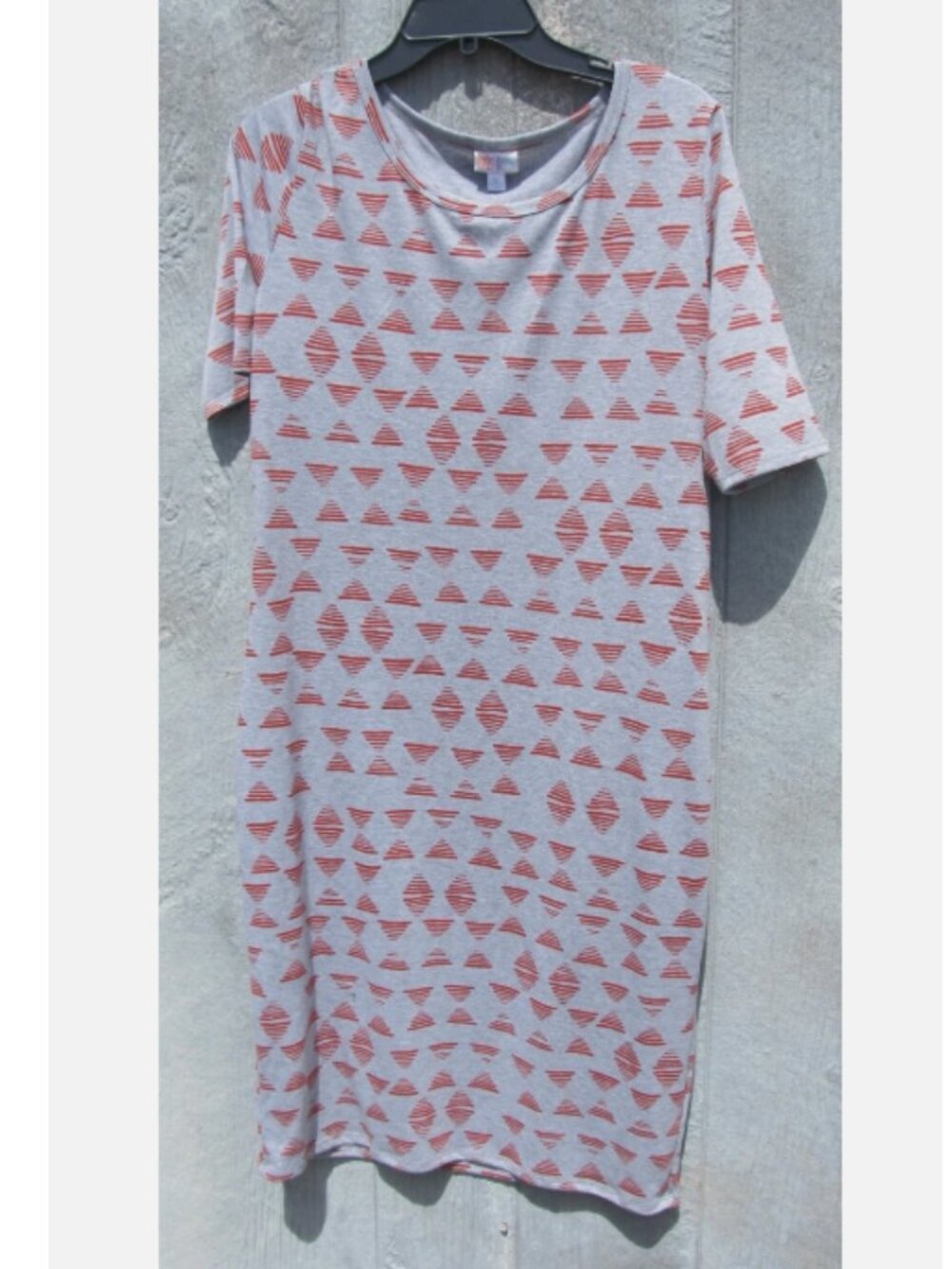 Lularoe sz XL Julia PENCIL DRESS GRAY WITH RED STRIPE PATTERN